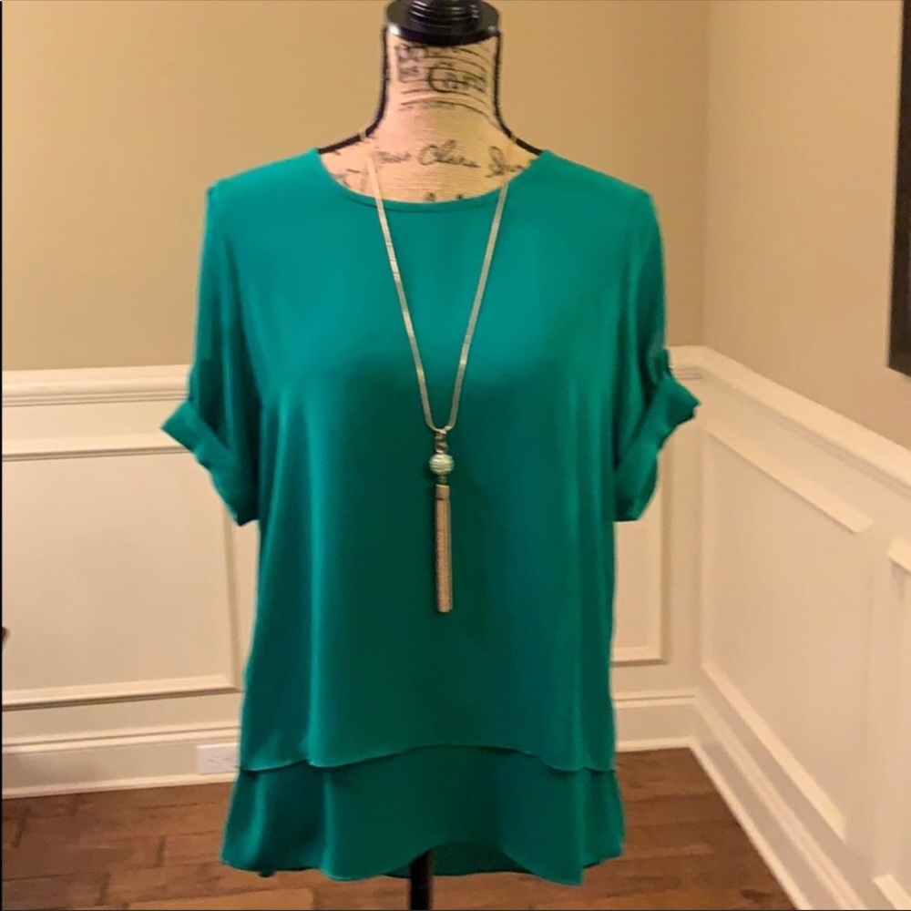 Chaus NY Opal Green layered top